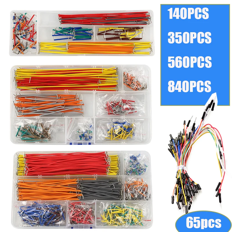 Breadboard Jumper Wire - 65/140/350/560/840 stks/doos U-vorm Soldeerloze Broodplank Jumper